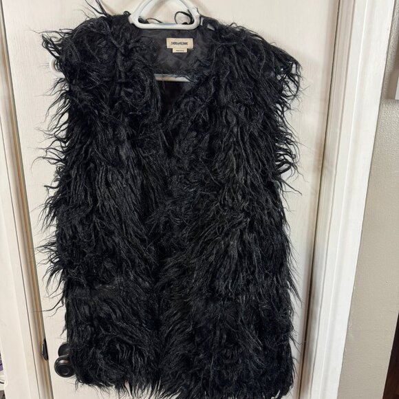 Zadig & Voltaire “Fete Yeti SPI” Black Faux Fur Vest – Size M - Picture 2 of 8